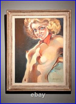 Roland Morisson (XXème) Nu au foulard rouge Huile sur toile signée et datée 49