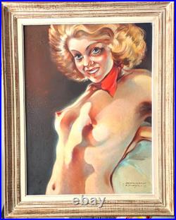 Roland Morisson (XXème) Nu au foulard rouge Huile sur toile signée et datée 49