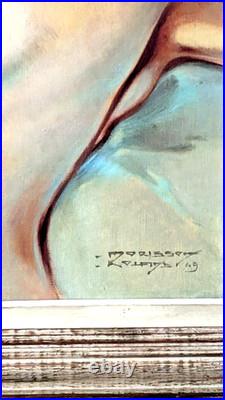 Roland Morisson (XXème) Nu au foulard rouge Huile sur toile signée et datée 49