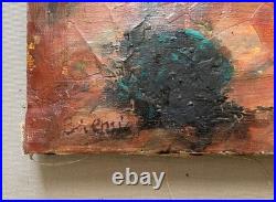 Rue animée, huile sur toile, signature à identifier, tableau ancien, peinture