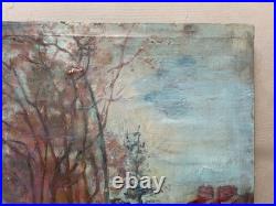 Rue animée, huile sur toile, signature à identifier, tableau ancien, peinture