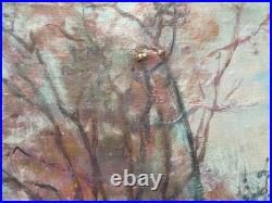 Rue animée, huile sur toile, signature à identifier, tableau ancien, peinture