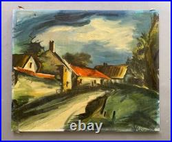Rue de village, huile sur toile, porte une signature Vlaminck, peinture, tableau