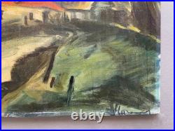 Rue de village, huile sur toile, porte une signature Vlaminck, peinture, tableau