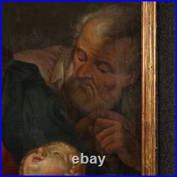 Sainte Famille ancien tableau religieux Vierge avec enfant peinture huile toile