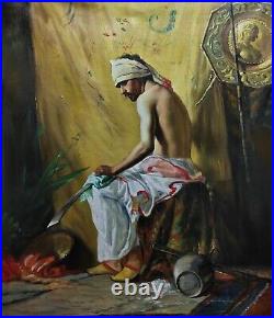 Scene orientaliste tableau peinture huile sur toile / arab painting on canvas