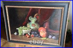 Sergueï TOUTOUNOV Huile Sur Toile Nature Morte Aux Grappes De Raisins Et Grenade