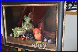 Sergueï TOUTOUNOV Huile Sur Toile Nature Morte Aux Grappes De Raisins Et Grenade