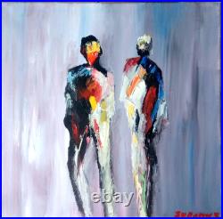 Silhouette Abstrait Art Tableau Peinture Huile Paris Signe Jumeaux Jean Pierre