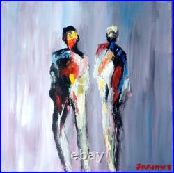 Silhouette Abstrait Art Tableau Peinture Huile Paris Signe Jumeaux Jean Pierre