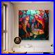 Stretched Print on Canvas, Colorful Japanese Fishes, Stained Glass Style