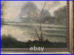 Suiveur de Corot, huile sur toile située à Vernon, tableau signé, peinture