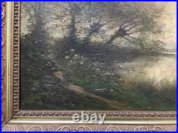 Suiveur de Corot, huile sur toile située à Vernon, tableau signé, peinture