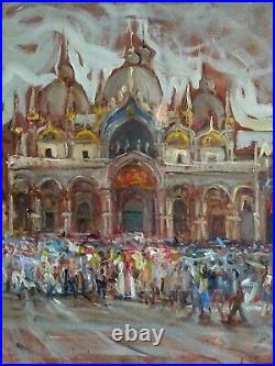 Superbe Peinture De 1955-fauvisme-la Place Saint Marc À Venise-à Identifier