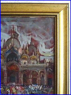Superbe Peinture De 1955-fauvisme-la Place Saint Marc À Venise-à Identifier