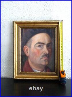 Superbe Peinture Vers 1920/1930-puissant Portrait D'homme Basque-oeuvre Anonyme