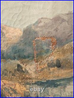 Superbe huile du XIX siècle par Alfred Godchaux paysage animé des pyrénées