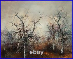 Superbe huile du XXe siècle par Michel Girard Verger dans la brume