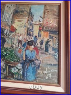 Superbe tableau vue de Marché De Paris par Armand Dalian 1967 Huile 61 X 38cm