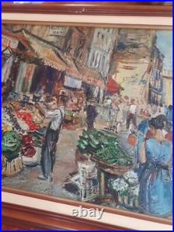 Superbe tableau vue de Marché De Paris par Armand Dalian 1967 Huile 61 X 38cm
