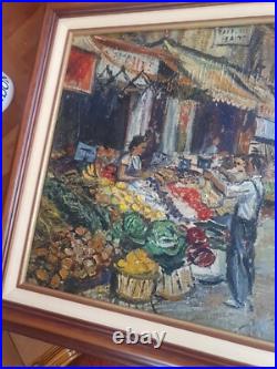 Superbe tableau vue de Marché De Paris par Armand Dalian 1967 Huile 61 X 38cm