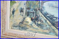 TABLEAU HUILE SUR TOILE CANAL SAINT MARTIN PARIS signé Raymond BESSE 1950 cadre