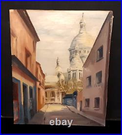 TABLEAU MONTMARTRE RUE SAINT VINCENT PEINTURE huile sur toile 41x33 H. GOUX XXEME