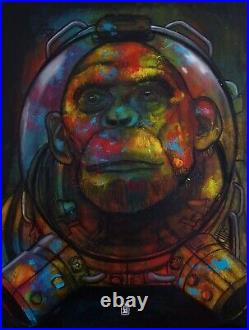 Tableau 80x60cm, Singe Astronaute, Street Art signée Umo