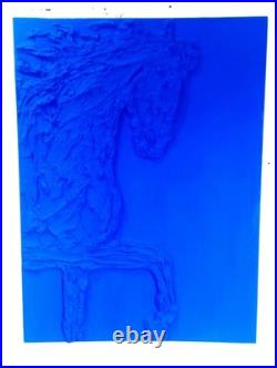Tableau Abstrait Bleu Yves Klein Cheval Équitation Bleu Intense Vif Abstrait