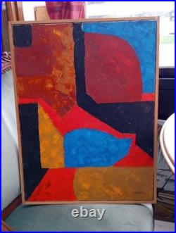 Tableau Acrylique Peinture Abstraite Signé J. LARDEAU janvier 1989, 62cm Sur 46cm