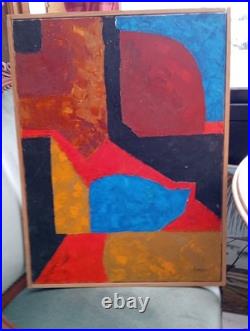 Tableau Acrylique Peinture Abstraite Signé J. LARDEAU janvier 1989, 62cm Sur 46cm