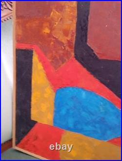 Tableau Acrylique Peinture Abstraite Signé J. LARDEAU janvier 1989, 62cm Sur 46cm