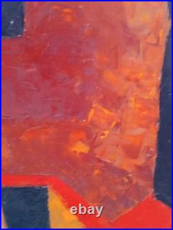 Tableau Acrylique Peinture Abstraite Signé J. LARDEAU janvier 1989, 62cm Sur 46cm