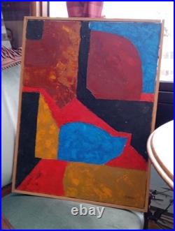 Tableau Acrylique Peinture Abstraite Signé J. LARDEAU janvier 1989, 62cm Sur 46cm