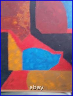 Tableau Acrylique Peinture Abstraite Signé J. LARDEAU janvier 1989, 62cm Sur 46cm