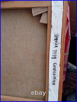 Tableau Acrylique Peinture Abstraite Signé J. LARDEAU janvier 1989, 62cm Sur 46cm