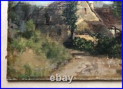 Tableau Ancien, Abords De Village, Huile Sur Toile, Peinture, Fin XIXe