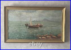 Tableau Ancien Marine Huile Sur Toile Signé De 1925