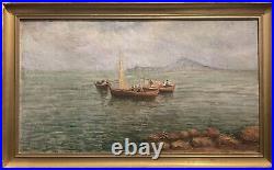 Tableau Ancien Marine Huile Sur Toile Signé De 1925