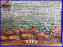 Tableau Ancien Marine Huile Sur Toile Signé De 1925