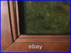 Tableau Ancien Peinture Huile Ecole Francaise de Barbizon Lavandiere Bois XIX 19