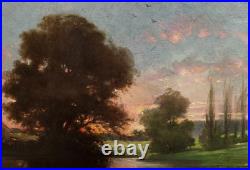 Tableau Ancien Peinture Huile HST Ecole de Barbizon Campagne Romantisme XIX 19
