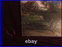 Tableau Ancien Peinture Huile HST Ecole de Barbizon Campagne Romantisme XIX 19