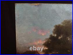 Tableau Ancien Peinture Huile HST Ecole de Barbizon Campagne Romantisme XIX 19