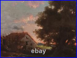 Tableau Ancien Peinture Huile HST Ecole de Barbizon Campagne Romantisme XIX 19