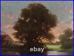 Tableau Ancien Peinture Huile HST Ecole de Barbizon Campagne Romantisme XIX 19