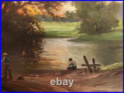 Tableau Ancien Peinture Huile HST Ecole de Barbizon Campagne Romantisme XIX 19