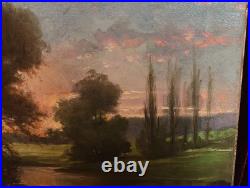 Tableau Ancien Peinture Huile HST Ecole de Barbizon Campagne Romantisme XIX 19