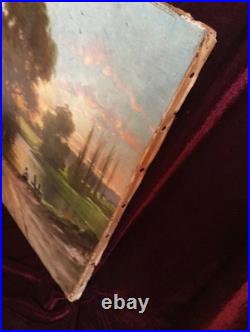 Tableau Ancien Peinture Huile HST Ecole de Barbizon Campagne Romantisme XIX 19