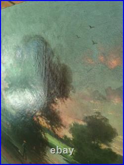 Tableau Ancien Peinture Huile HST Ecole de Barbizon Campagne Romantisme XIX 19